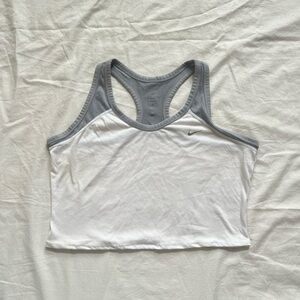 Nike Women's White and Gray cropped tank top